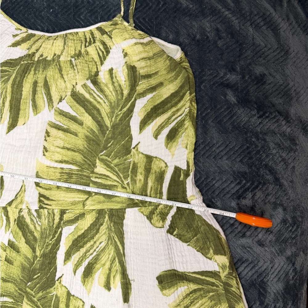H&M Tropical Leaf Print Midi Dress 🌿 Green & White Size M - Picture 12 of 16